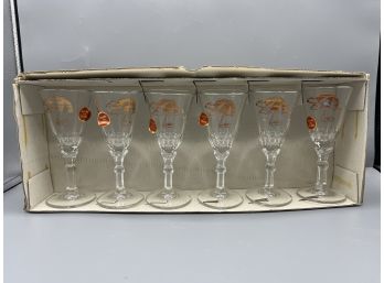 Cordial Beach Pattern Glasses - Set Of 6 - Made In Italy