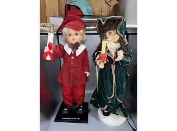 Vintage Lighted Mechanical Holiday Figurines - 2 Total