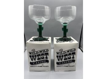 The Wild Wild West Casino Cactus Pattern Glasses - 2 Total