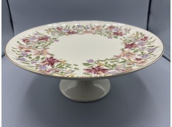 Macys Floral Pattern Porcelain Footed Cake Stand