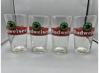 Budweiser Beer Pint Size Drinking Glasses - 4 Total
