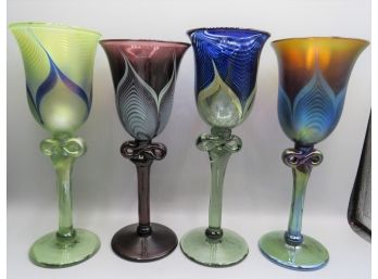 Roland Corriea Art Glass Goblet - Set Of 4