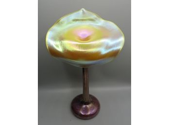 Rare 1979 Orient And Flume American Art Glass Jack In The Pulpit Vase Iridescent