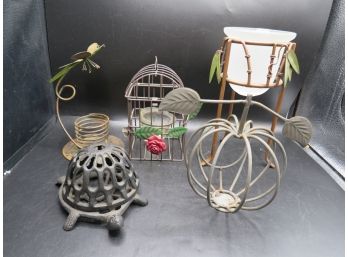 Metal Candle Holders - Set Of 5 Assorted Shapes & Sizes