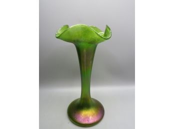 Pallme-Konig Art Nouveau Vase In Green Iridescent Glass