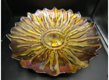 Amber/Gold Design Glass Bowl