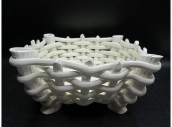 Ceramic White Weave Square  Basket