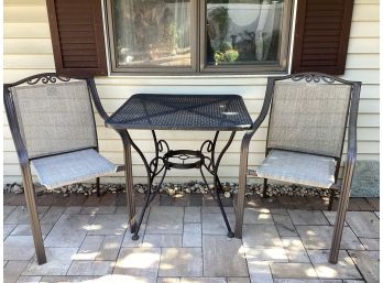 Outdoor Metal Table With 2 Chairs - 3 Piece Lot
