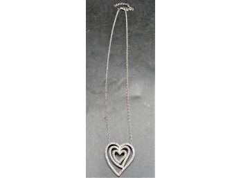 Sterling Silver Heart-shaped Necklace With Marcasite