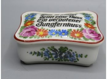 Trinket Ceramic Box With German Writing
