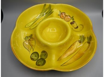 Yellow Ceramic Sectioned Serving Bowl
