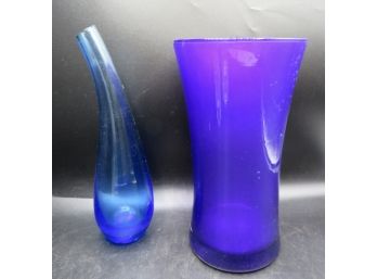 Purple & Blue Colored Glass Vases - Set Of 2