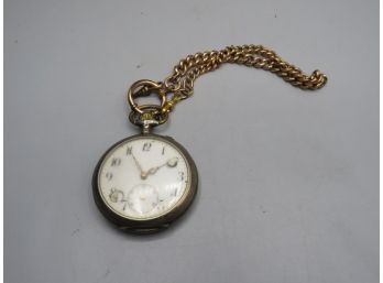 Pocket Watch Engraved On Back Franz Diessner  With Chain