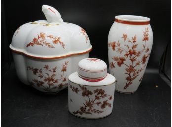 Limoges France 'piotet' Vase, Jars With Lids - Set Of 3