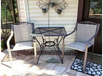 Outdoor Metal Table With 2 Chairs -  3 Piece Lot
