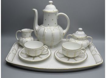 Edelstein Bavaria 'renate' Teapot, Demitasse Cups, Saucers, Tray, Creamer & Sugar Bowl - Set Of 8