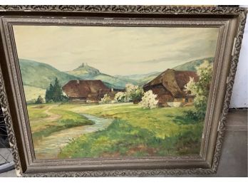 Gerold's Eck, Lahr In Baden, Germany Framed & Signed Oil On Canvas Painting