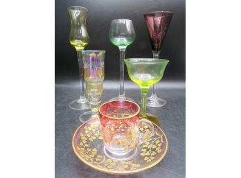 Colored Glassware Drinking Glasses - Assorted Set Of 7