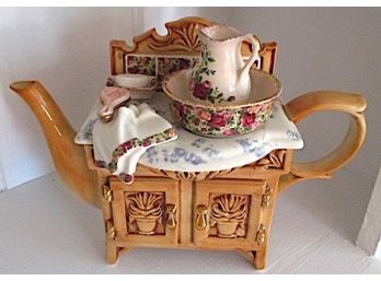 Earthenware Old Country Roses Vanity/Wash Stand  Teapot By Paul Cardew Design