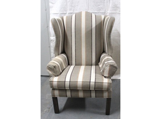 Like New  Ethan Allen Striped Wing Arm Chair (002)