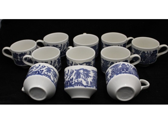 Blue & White Coffee Mugs Made In England, Set Of 11 ( 034)