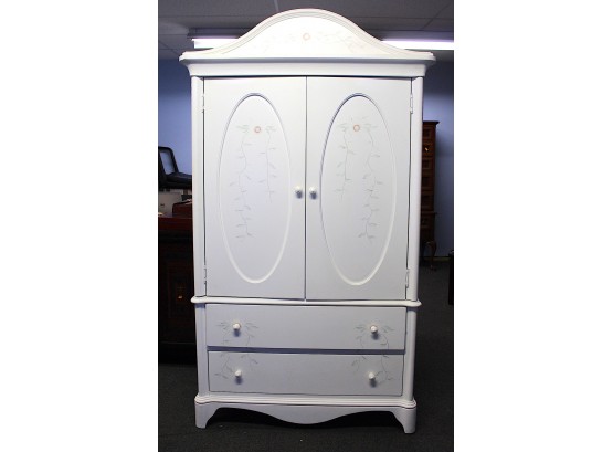 Large Hand Painted White Armoire With Mirrors (083)
