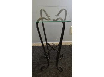 Wrought Iron With Glass Top Plant Table (084)