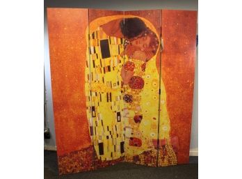 NEW Gustav Klimt Hand Painted, 'The Kiss' Privacy Screen Double Sided (063)