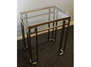 Stylish Gold Tone Metal Decorative Table Glass Top  (090)