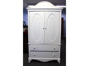 Large Hand Painted White Armoire With Mirrors (083)