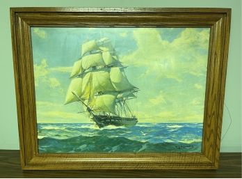 Decorative Wood Framed Ship Print
