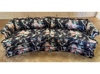 Vintage Floral Pattern Crimped Cut Cushioned Sofa