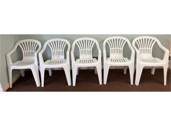 Outdoor Resin Stackable Chairs - 5 Total