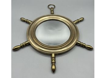 Brass Framed Captains Wheel Style Wall Mirror