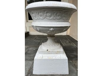 Vintage Cast Iron Garden Planters With Base - 2 Total