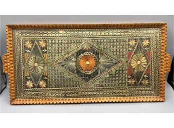 Vintage Wooden Hand Weaved Serving Tray