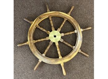 Solid Wood Brass Ship Captains Wheel