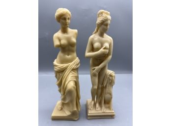 Greek Goddess Style Hand Crafted Resin Figurines - 2 Total