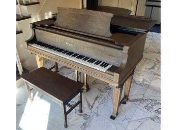 W.M Knabe And Company Burled Walnut Grand Piano - The Ampico #106796 With Wooden Piano Bench