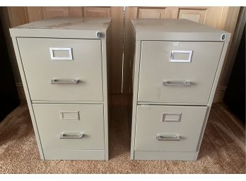 Metal 2 Drawer File Cabinets - 2 Total - Key Not Included