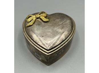 Davco Silver Company Silver Plated Felted Heart Shaped Trinket Box