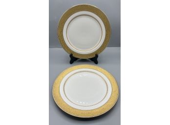 Limoges Ovington Brothers 24K Gold Porcelain Plate Set - 12 Total