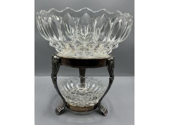 Decorative Silver Plated Footed Crystal Bowl Decor