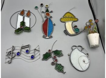 Stained Glass Ornaments / Decor - 7 Total