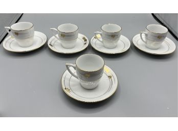 Porcelain 24K Gold Trim Demitasse Set - 5 Sets Total