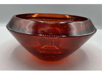 Teleflora Gift Ruby Red Thick Glass Bowl