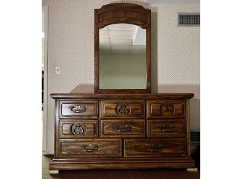 American Division Wooden 8 Drawer Dresser With Attached Mirror