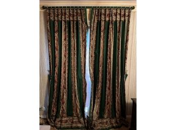 Custom Upholstered Curtains With Curtain Rods - 2 Sets Total