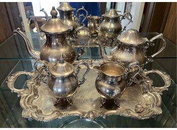 Vintage Silver On Copper Tea Serving Set - 5 Pieces Total