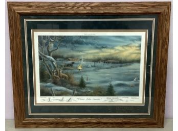 Winter Lake Sunrise By J.D. Speltz, Framed And Matted Wildlife Print